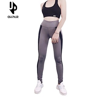 Bộ đồ tập thể thao Gym, Yoga, Aerobic cao cấp chất liệu thun 4 chiều co giãn màu xám phối đen logo NX