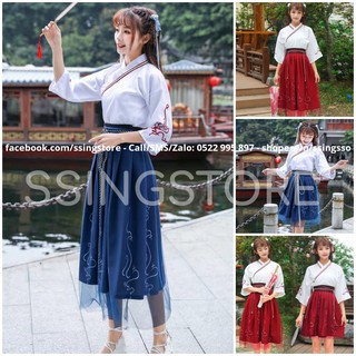 Hán phục thêu hoa văn Bỉ Ngạn cổ trang cách tân ( Hàng order )