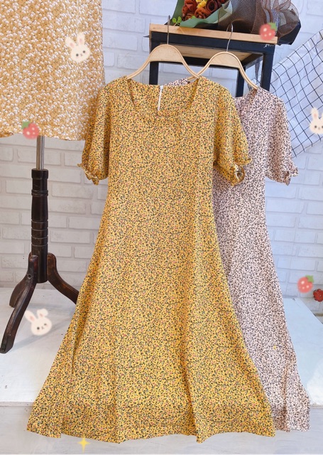Váy hoa nhí vintage cổ viền bèo tay bồng ngắn tay 🌸 Hàng Quảng Châu | BigBuy360 - bigbuy360.vn