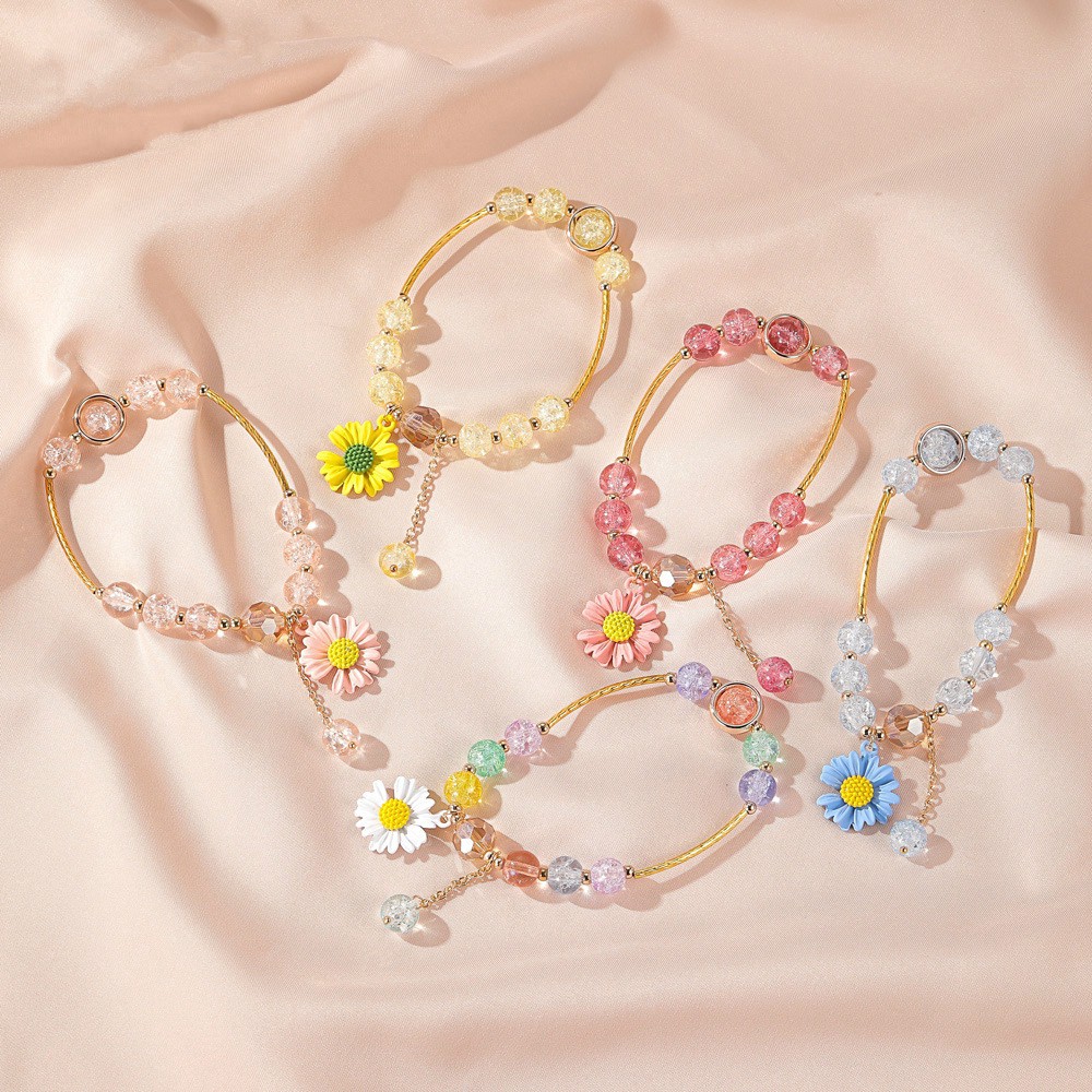 Vòng tay / Vòng đeo tay hoa cúc đính đá pha lê xinh xắn dành cho nữ | BigBuy360 - bigbuy360.vn