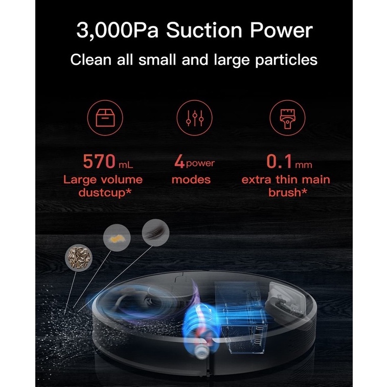 Robot hút bụi lau nhà Xiaomi Dreame D9/  Dreame D9 PrO- Diện tích làm việc 250 m2, lực hút 3000 PA, Bản quốc tế