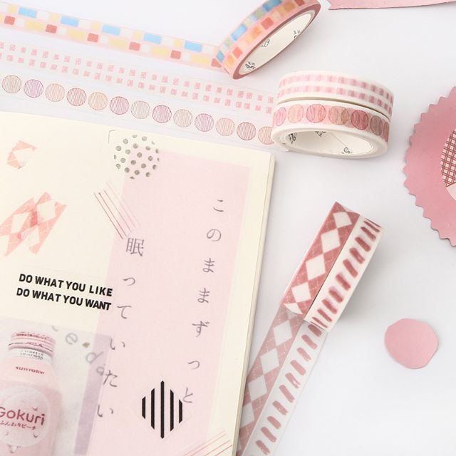 Set 5 cuộn băng dính trang trí washi tape cơ bản