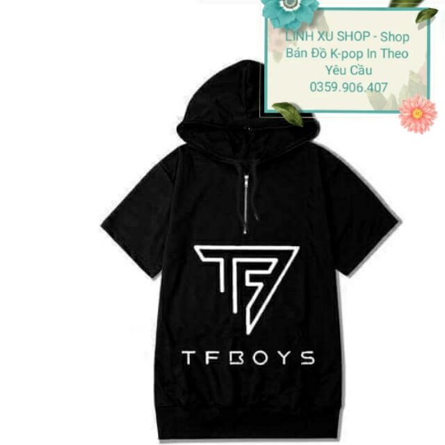 Áo hoodie ngắn tay TFBOYS khóa cổ in theo yêu cầu