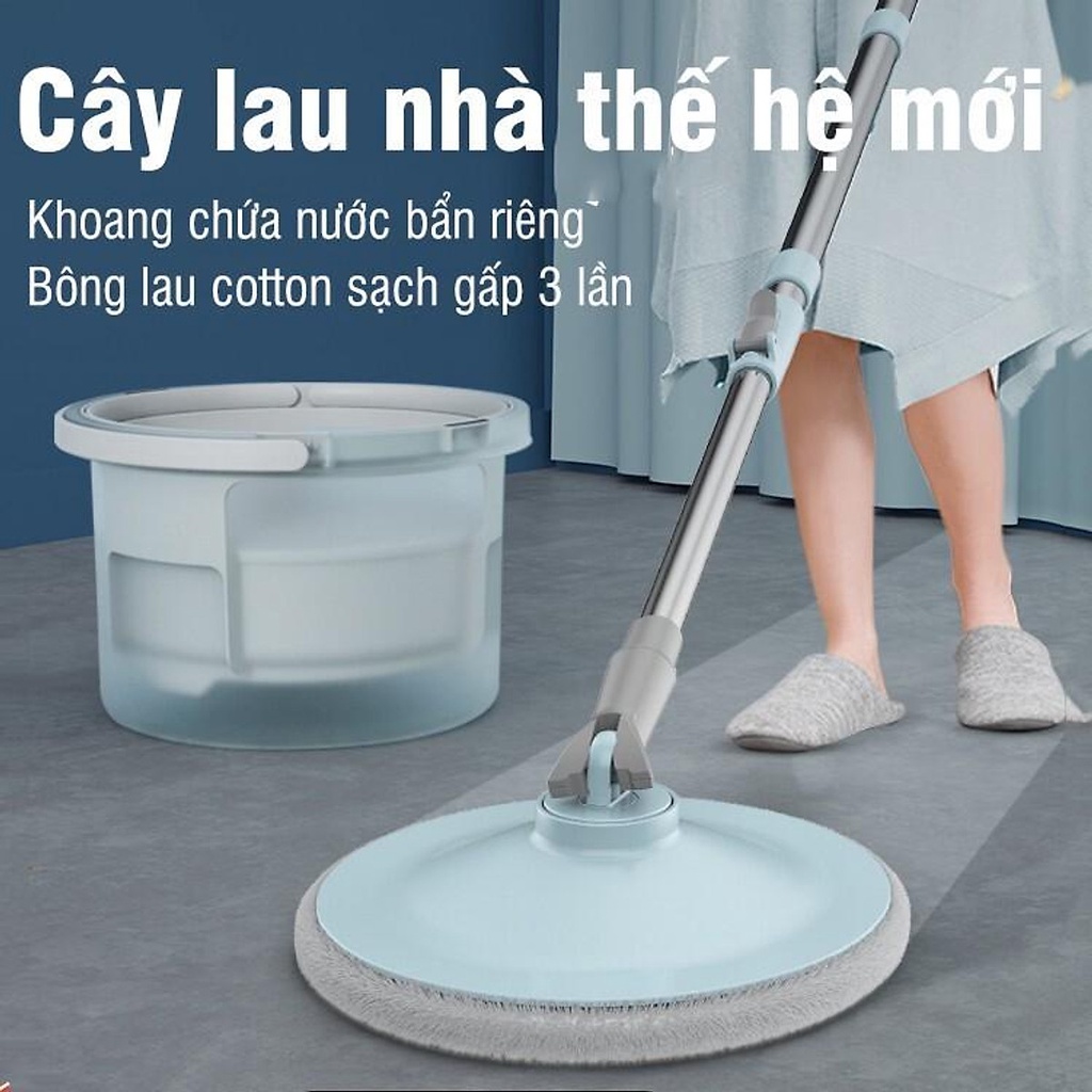 Bộ lau nhà tách nước bẩn thông minh 360 độ, bộ cây lau nhà tách nước bẩn nước thải