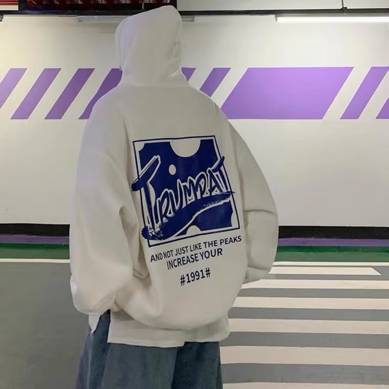 【M-5XL】Street hip hop trend Korean style Men's loose hoodie Printed letter Winter Sweatshirt Unisex Large size Casual Hoodie