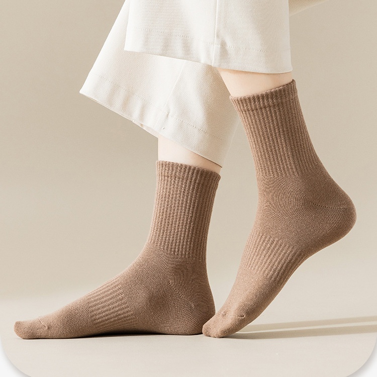 Tất cổ cao nữ nam trơn chất vải mềm dày thoáng khí vớ nữ nam cổ cao Unisex T048 phong cách Hàn Quốc HAMYN