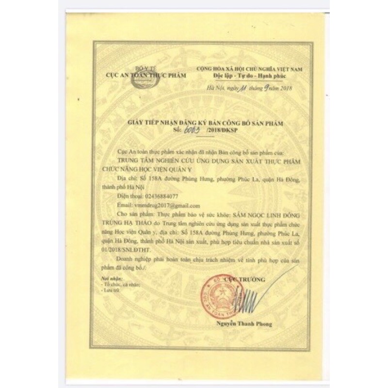 Sâm ngọc linh đông trùng hạ thảo Học viện quân y hộp 60 viên