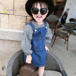 Đầm Yếm Denim Cho Bé Gái