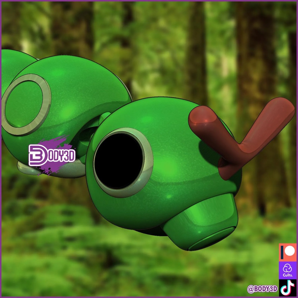 Pokemon Caterpie in 3d có khớp nối di chuyển thay đổi hình dạng siêu ngầu