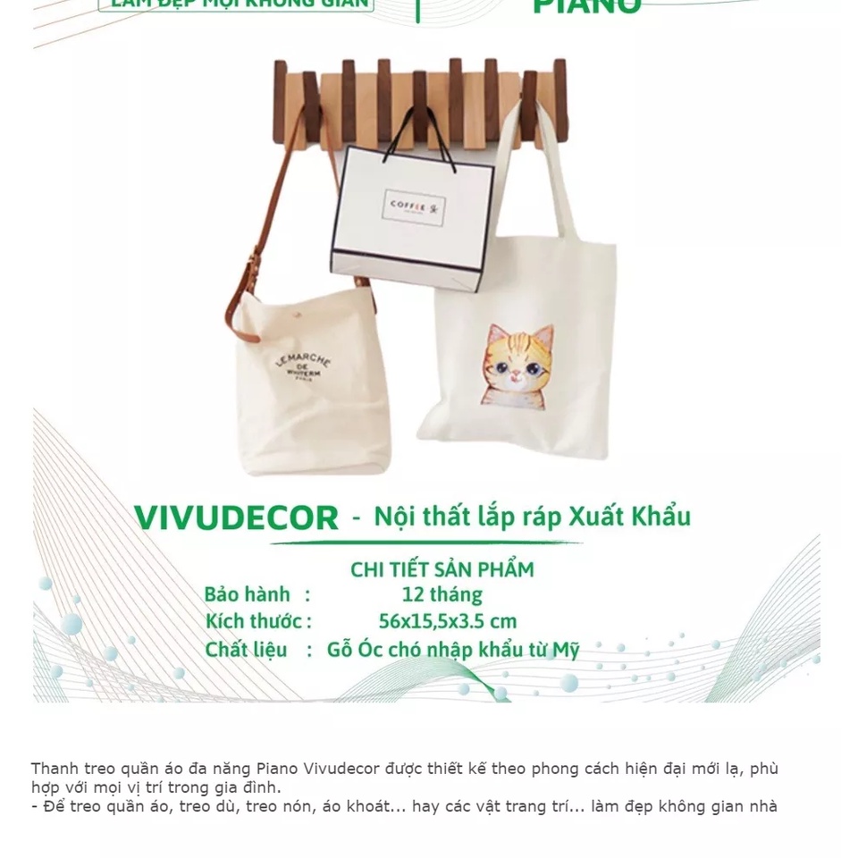 Móc treo phím đàn - Móc treo tường Bằng Gỗ Phím Đàn Piano - Thương hiệu VIVUDECOR MT04