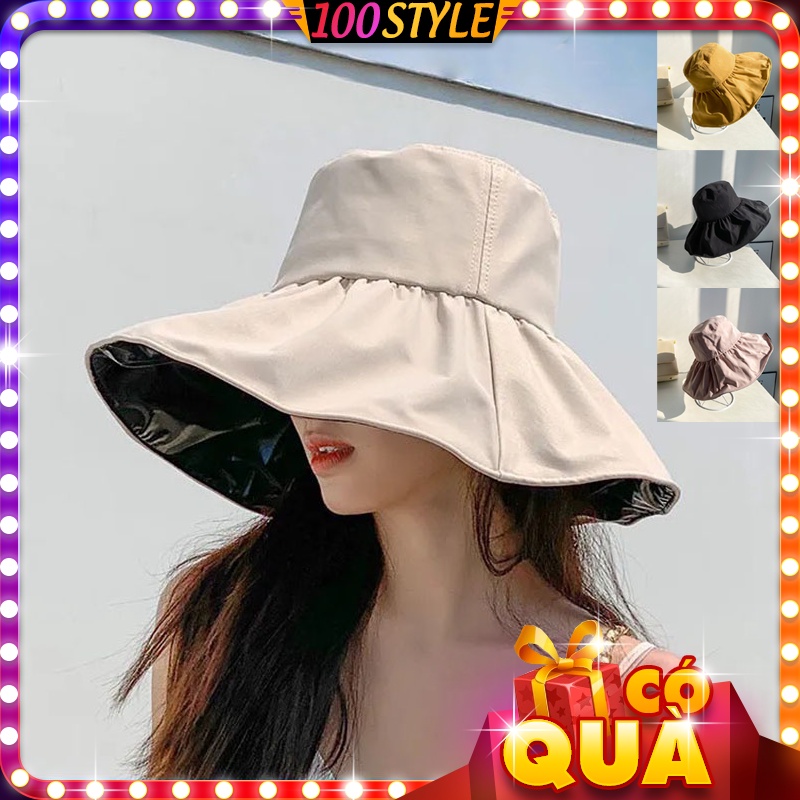 Nón Chống Tia UV Lót Da Style Nhật Màu Trơn