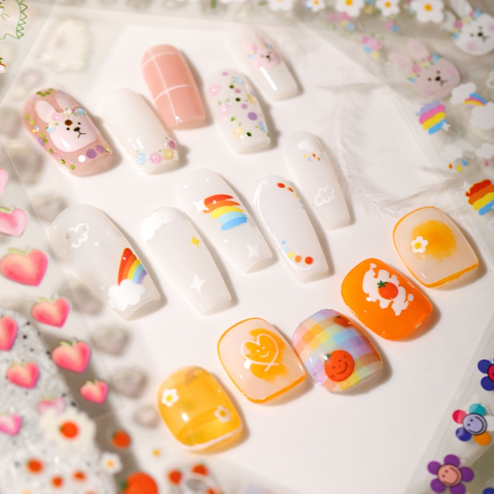 [Hàng mới về] Miếng dán trang trí móng tay nghệ thuật DIY họa tiết hoạt hình đáng yêu