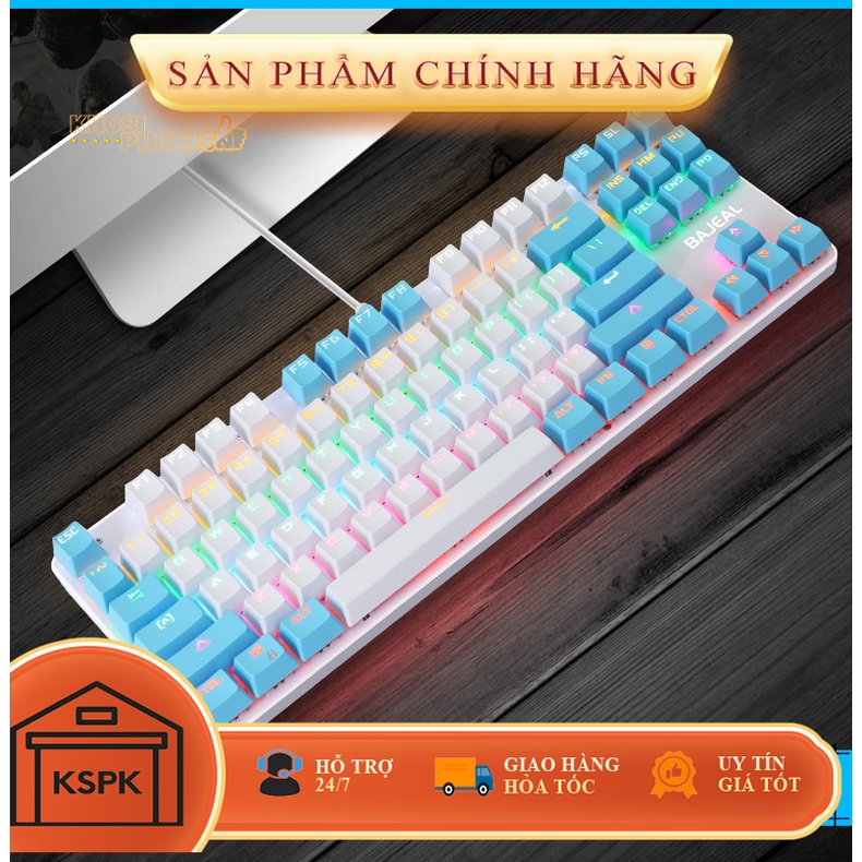 [Ảnh thật] BÀN PHÍM CƠ Máy Tính Màu Hồng Led RGB - Màu xanh Chơi Game Dùng Cực Đã - Loại BÀN PHÍM CƠ 87 phím