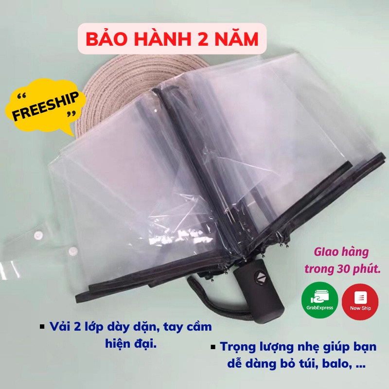 Ô Che Mưa Dù Gấp Gọn Trong Suốt Chống Thấm Nước Cao Cấp Dù Che Mưa Asaki