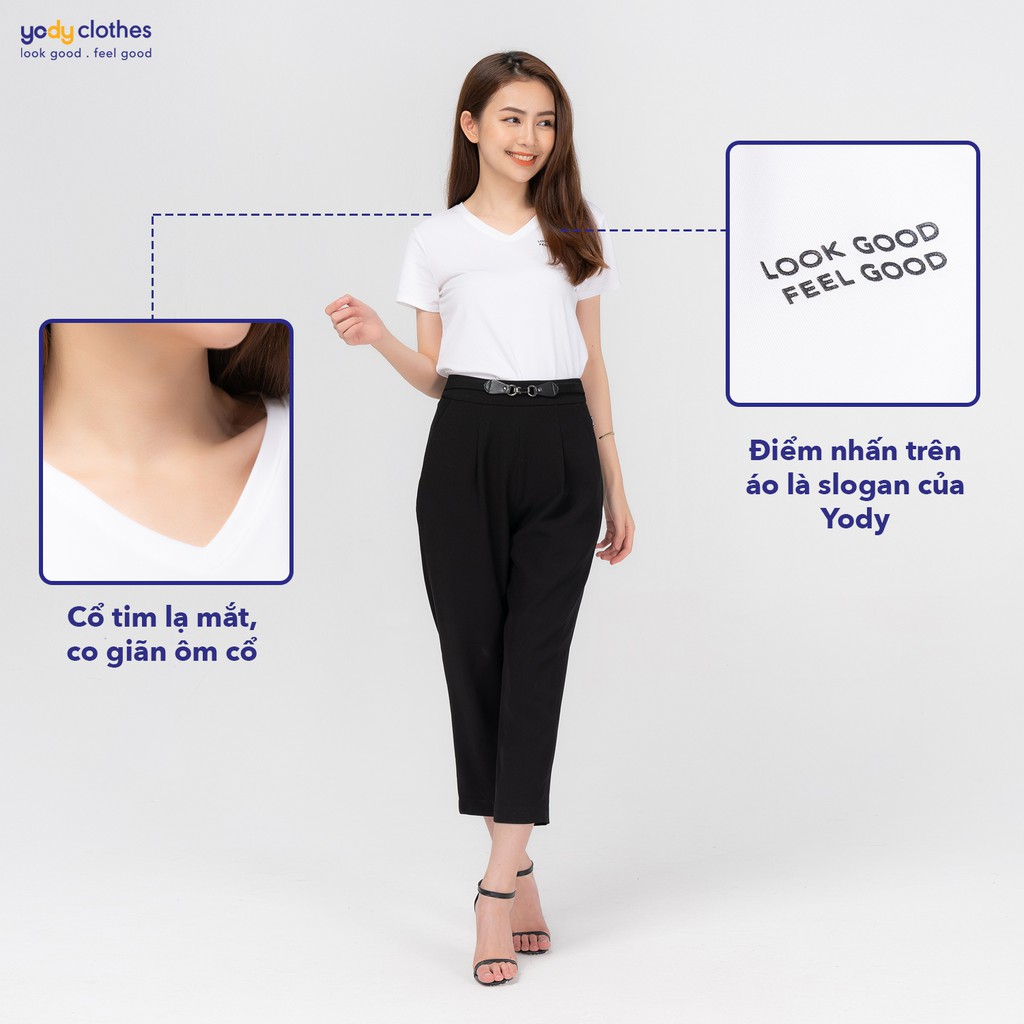 Áo phông nữ YODY form rộng vải cotton thoáng mát nhiều màu, size lớn TSN5346