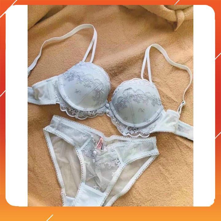 Set bộ đồ lót nữ Vick siêu cấp áo có gọng cup ngang, chất liệu ren họa tiết hoa thêu, có đệm mút. Mã B21410