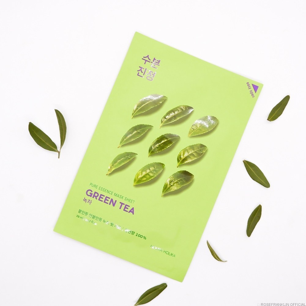 Set 10 mặt nạ giấy Holika Holika chiết xuất trà xanh Pure Essence Mask dưỡng ẩm, chăm sóc da 23ml - 7054