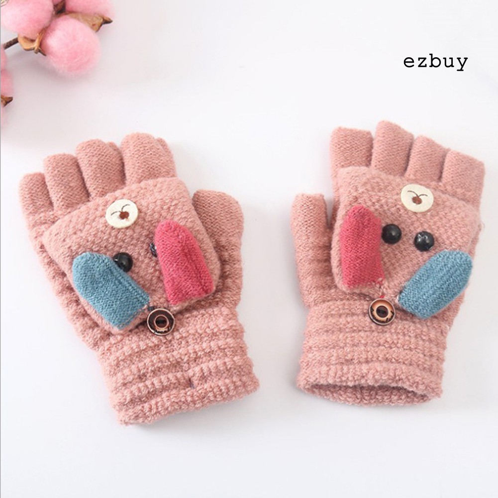 Găng tay len hở ngón họa tiết chú chó đáng yêu cho bé