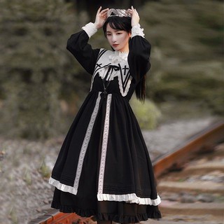 (Taobao Hình thật) Đầm Cổ điển Nữ tu đầm Lolita đen