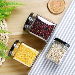 Hũ thuỷ tinh đựng dầu dừa nắp đen