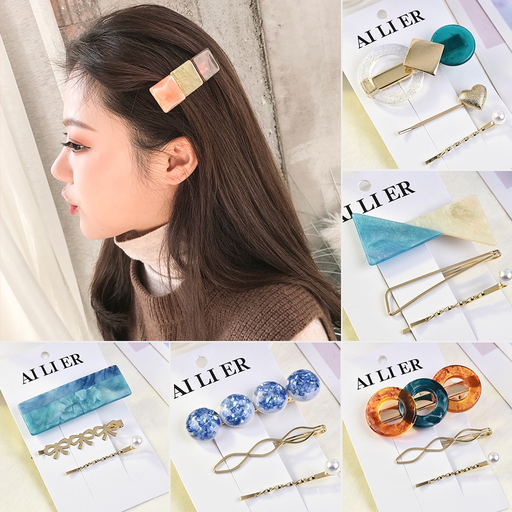 Set 3 kẹp tóc phong cách Hàn Quốc thanh lịch dành cho nữ