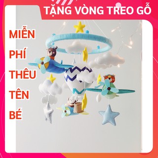 [TẶNG BẢNG TÊN BÉ & VÒNG TREO] Đồ chơi treo nôi cho bé kích thích thị giác CoCo Kids, có nhạc tự xoay KHINH KHÍ CẦU 3