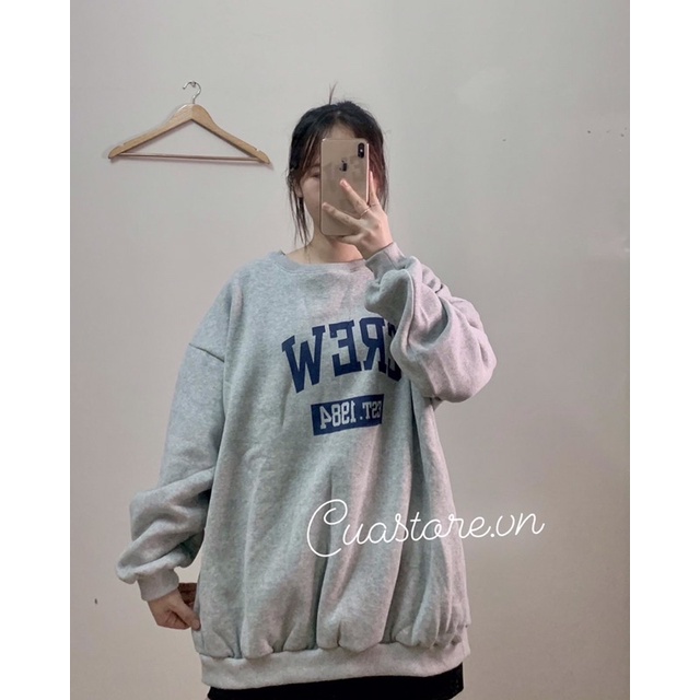Áo sweater nỉ lót bông siêu dày dáng unisex