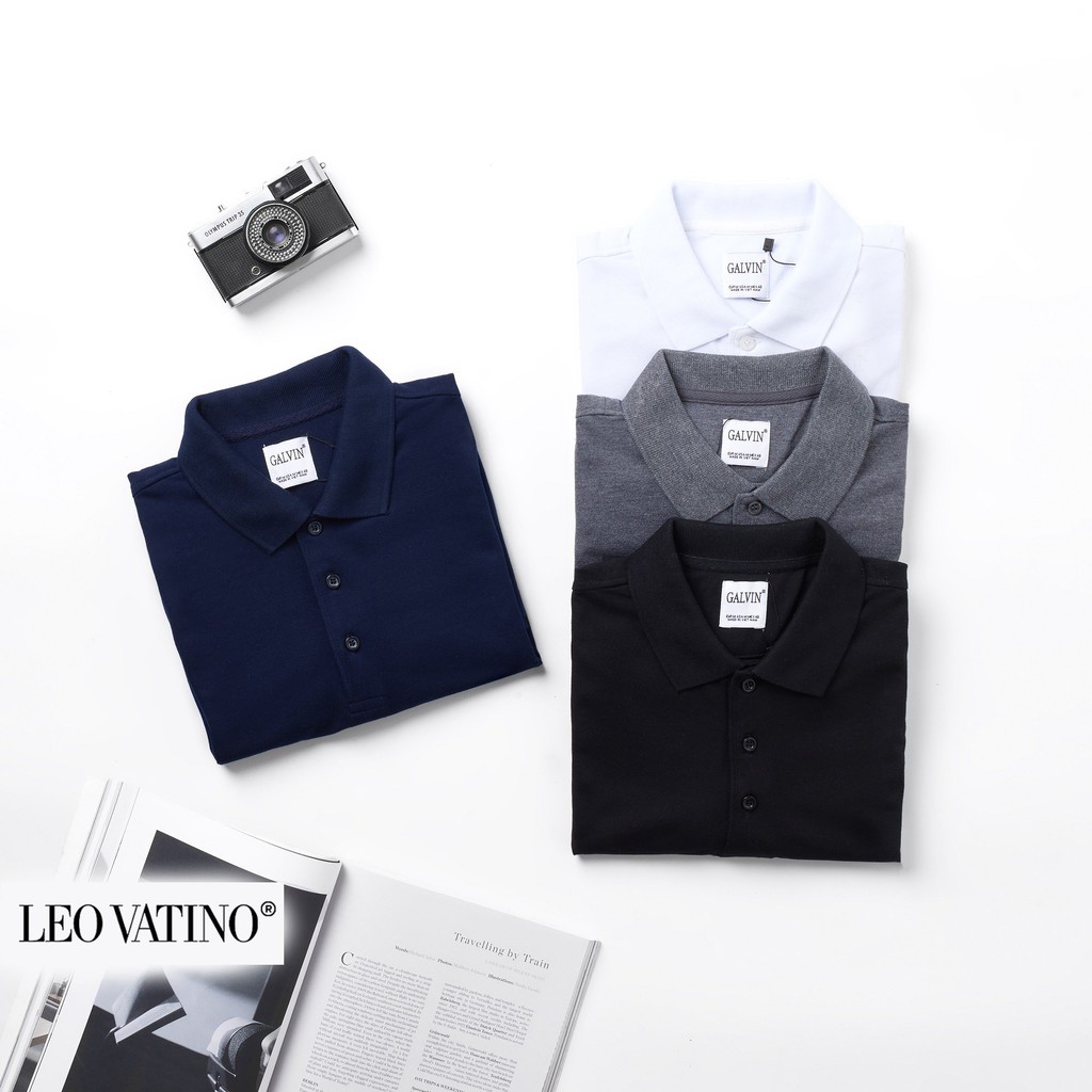 Áo polo nam Galvin piqué Basic cotton cá sấu co giãn chuẩn form tay ngắn cổ bẻ PLGV7 - Leo Vatino