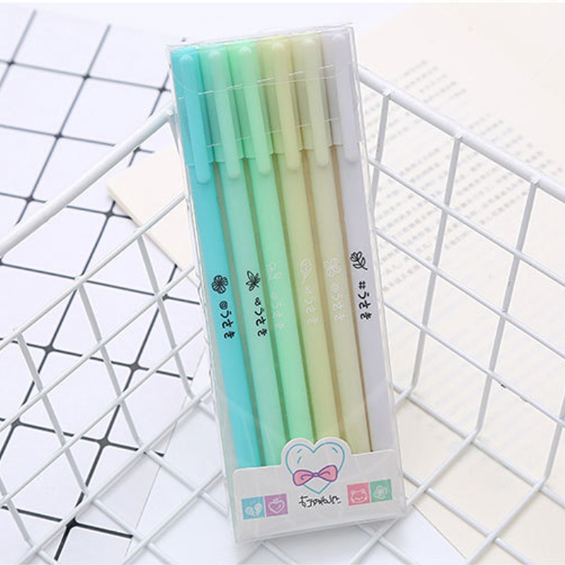 Bộ 6 Bút Mực Gel Ngòi 0.5mm Màu Sắc Macaron Xinh Xắn