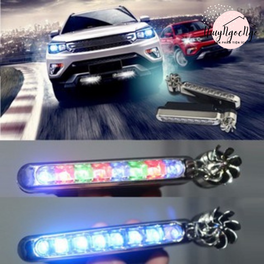 Combo 2 Đèn Led xe hơi 8 bóng sử dụng năng lượng gió trang trí xe ô tô