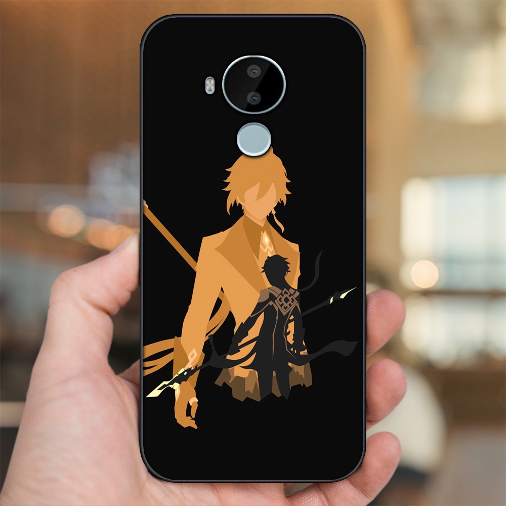 Ốp lưng Nokia C30 viền đen in hình Zhongli Genshin Impact