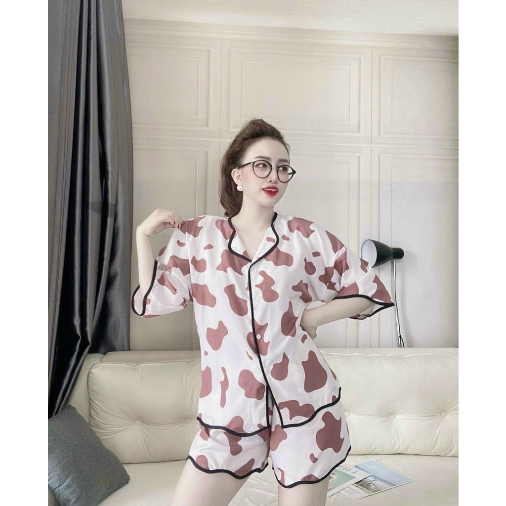 Đồ Bộ Nữ, Đồ Bộ Pijama Bò Sữa Lượn Sóng Chất Mềm Ngủ Thoải Mái Freesize - Linqu Sleepwear