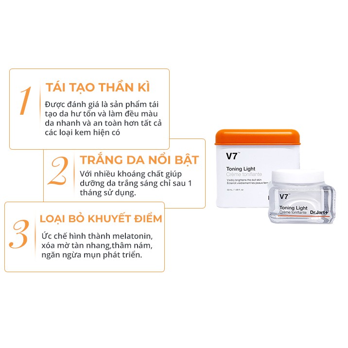 Kem dưỡng da ban ngày dưỡng trắng cấp ẩm mờ nám giảm mụn chăm sóc da toàn diện V7 tonight light KD13