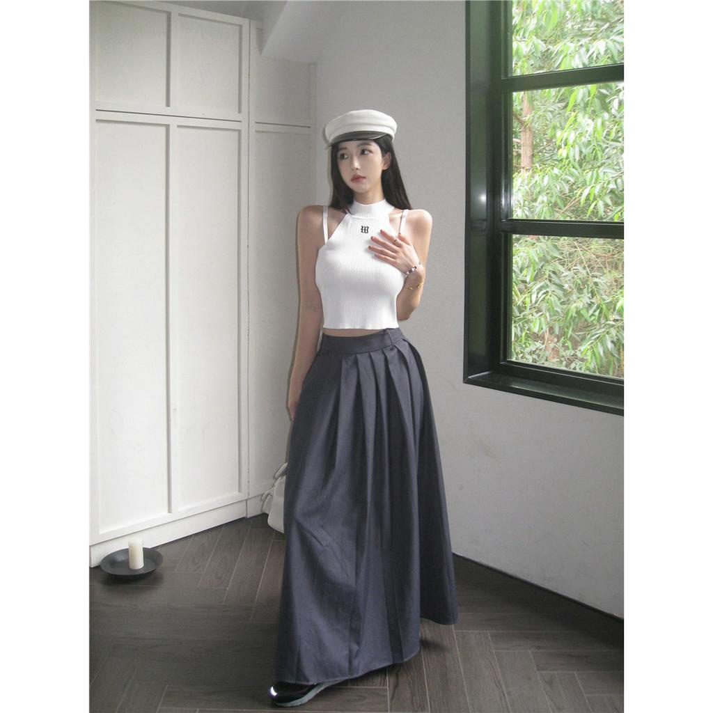 qkoole   Áo Dệt Kim Hai Dây Màu Trơn Thời Trang Mùa Hè