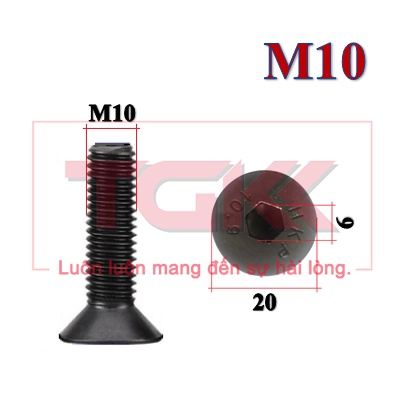 Bulong LGC đầu bằng thép đen M10