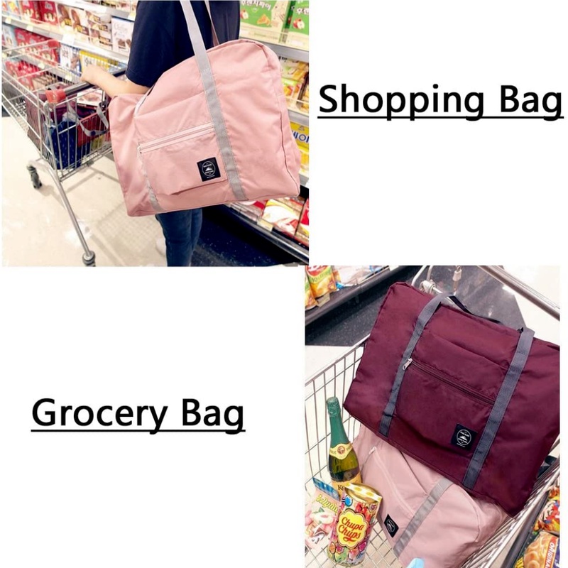 Túi đeo vai sức chứa lớn trọng lượng nhẹ có thể gấp gọn màu trơn đa năng phù hợp đi du lịch tập gym mua sắm