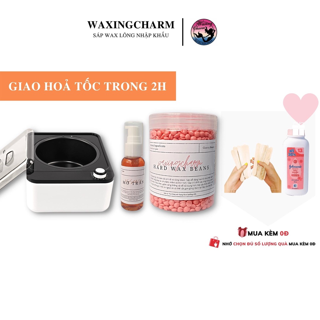 Combo Máy Nấu Sáp Chống Dính 300gr Sáp Wax Lông Nóng Dành Cho Nách, Body, Bikini và 50ml Mỡ Trăn Giúp Triệt Lôn