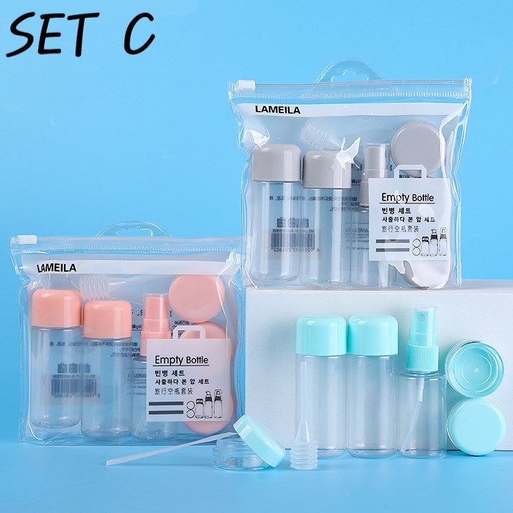 SET 6 MÓN CHIẾT MỸ PHẨM, CHAI NHỰA CHIẾT XÀ BÔNG KHI ĐI DU LỊCH NHỎ GỌN TIỆN LỢI