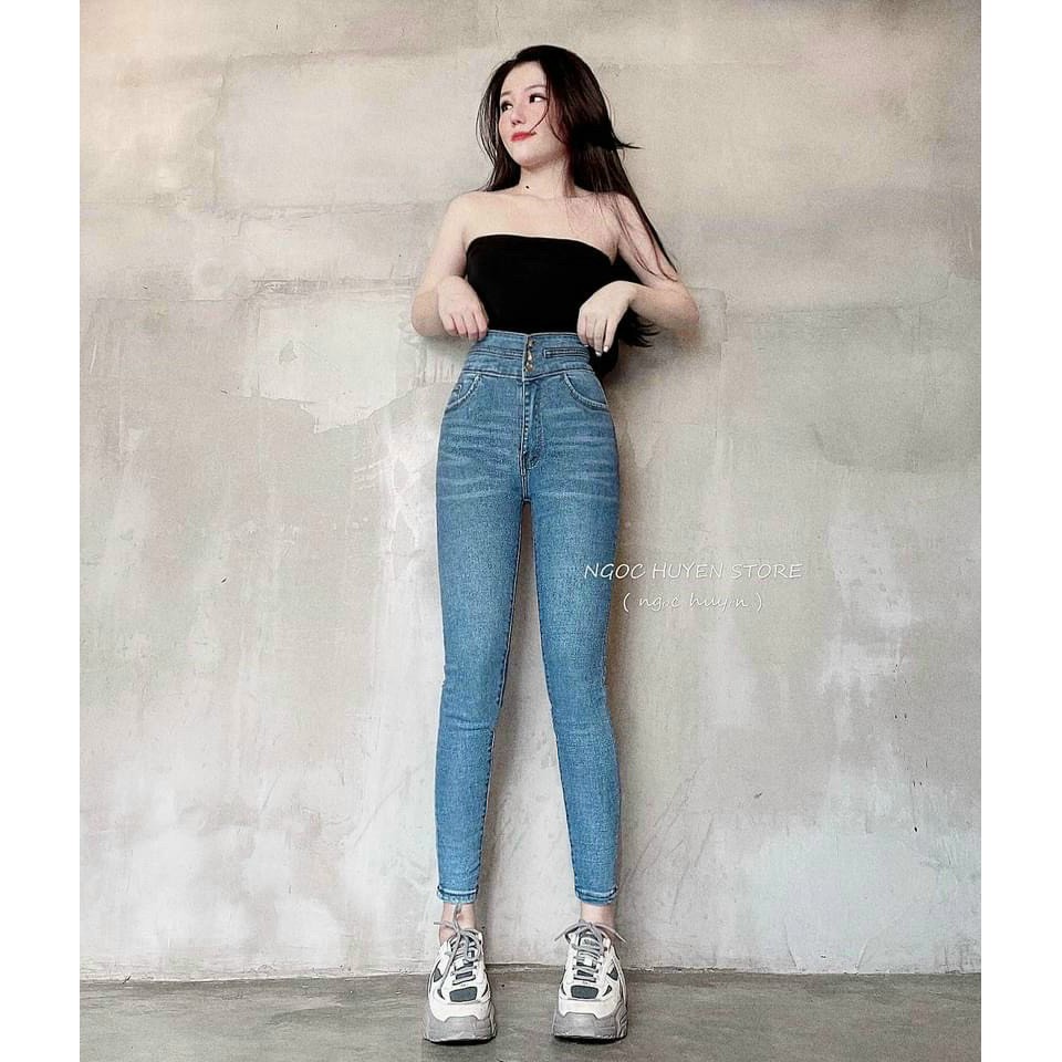 BÁN SỈ QUẦN JEAN XANH CẠP TO 3 KHUY CHO NỮ MS092