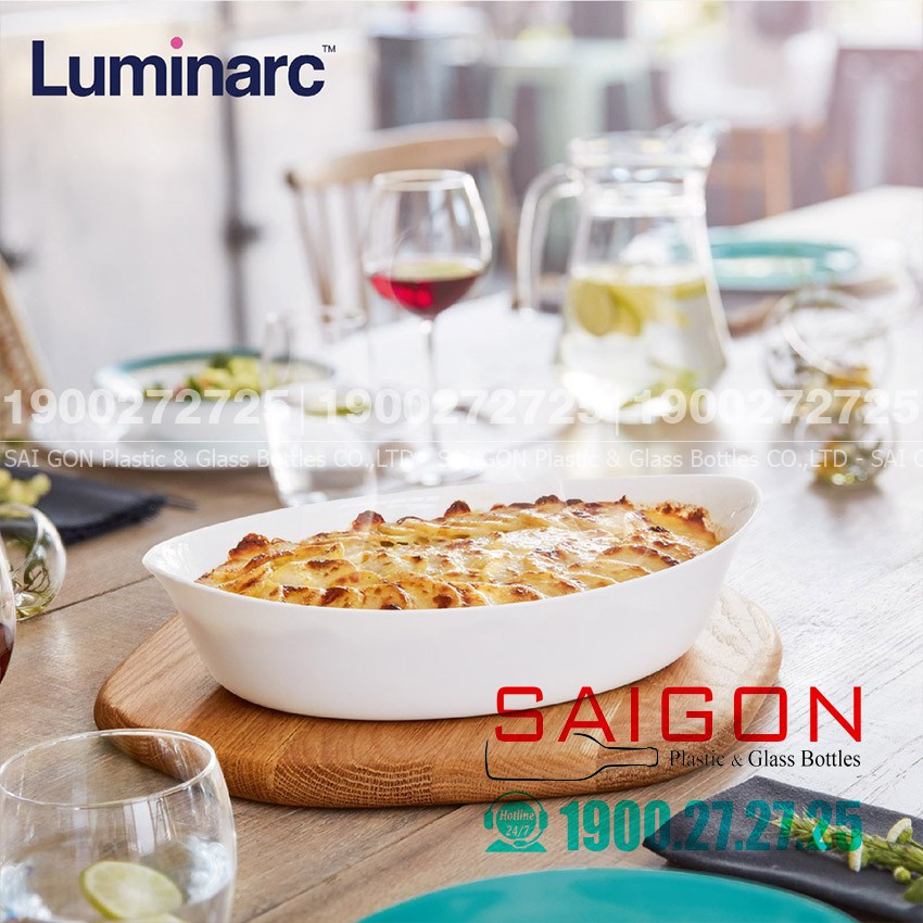 Khay Nướng Thủy Tinh Luminarc Smart Cuisine Oval | Tùy Chọn Kích Thước,Thủy Tinh Trắng Sữa Chịu nhiệt Cao Cấp