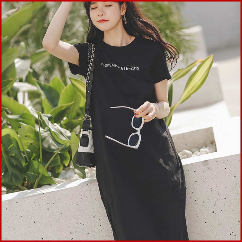 [Mã FAMAYWA2 giảm 10K đơn 50K] Đầm thun tay ngắn dài thân qua gối DS89 | BigBuy360 - bigbuy360.vn