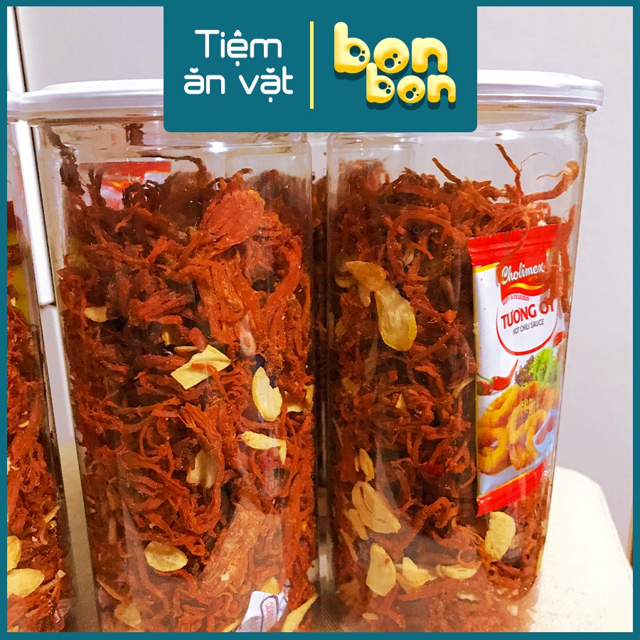 Heo khô cháy tỏi đồ ăn vặt thơm ngon hũ pet 100g, 200g, 300g | BigBuy360 - bigbuy360.vn