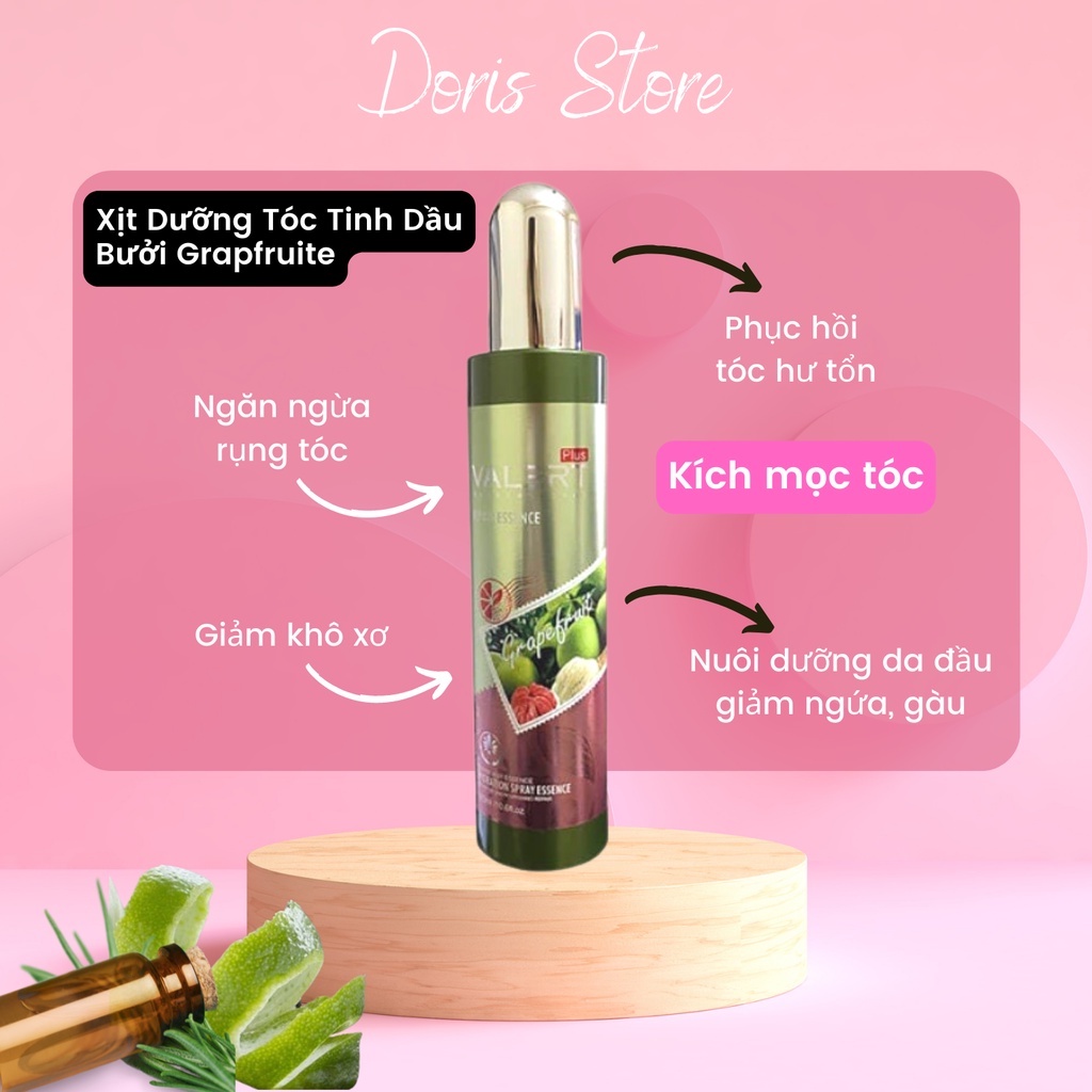 Tinh dầu bưởi xịt dưỡng tóc VALERT GRAPEFRUIT 220ML chính hãng ngừa rụng kích thích mọc tóc | Nước dưỡng tóc bưởi VALERT