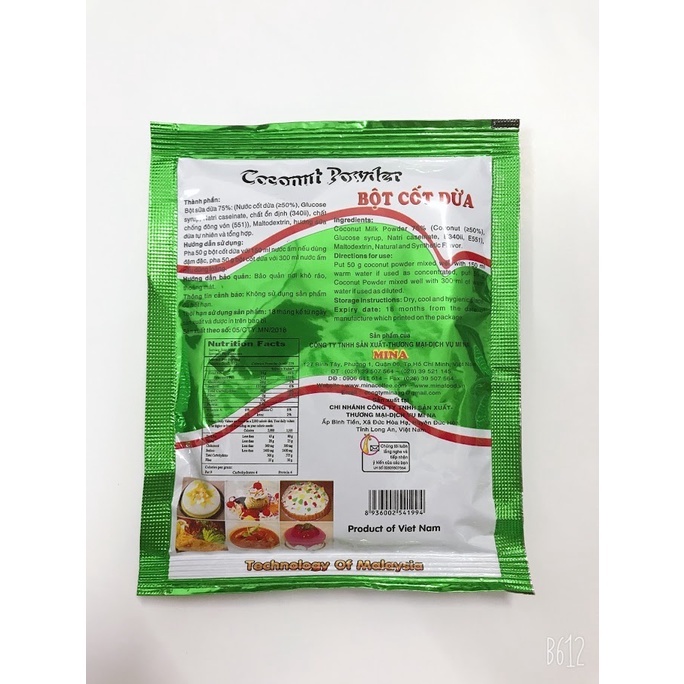  Bột Cốt Dừa Minaco Gói 50g ( coconut powder )