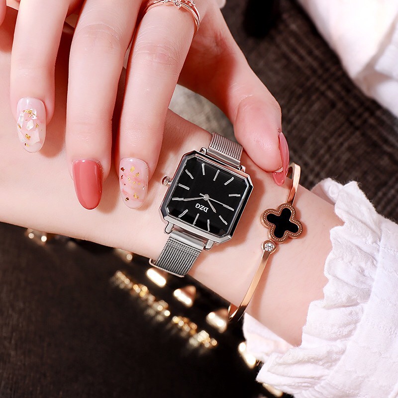 ĐỒNG HỒ NỮ DÂY DA DZG MẶT VUÔNG D207B DỄ THƯƠNG CỰC HOT | BigBuy360 - bigbuy360.vn