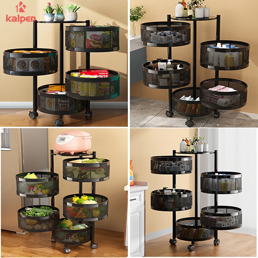Kệ vuông và kệ tròn 5 tầng Thông Minh Đa Năng Có Bánh Xe Nhiều Tầng Kalpen Xoay Được 360 Độ  5 Tầng Chính Hãng