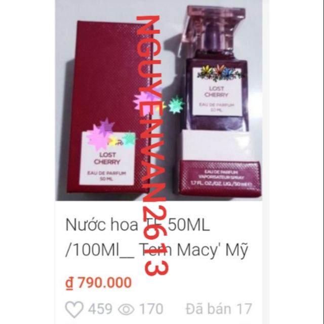 Nước hoa TF CHERRY 50_100ML . AUTH.  MACY'S  MỸ