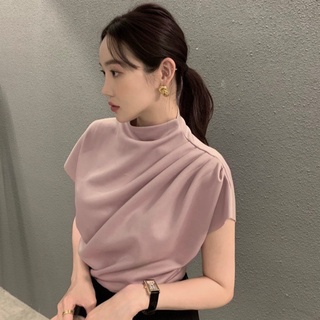 (hết hàng) Áo thiết kế cho nữ chất len díp xếp li chéo vai 3 màu mềm mịn Mẫu mới 2023