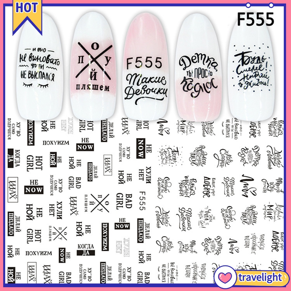 Hình dán trang trí móng tay 3D siêu mỏng hình trái cây, lá, con vật, chữ tiếng Anh