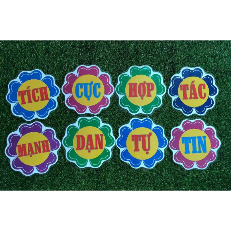 Khẩu hiệu trang trí lớp học kích thước a4 (ép plastic), sẵn băng keo dán tường_Không kèm hoa